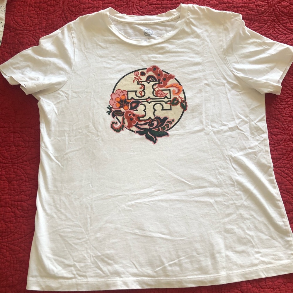 Tory Burch logo paisley Tshirt Authentic.   EUC